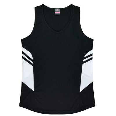 2111 - Aussie Pacific - Tasman Ladies Singlet - Black & Navy Body Colours