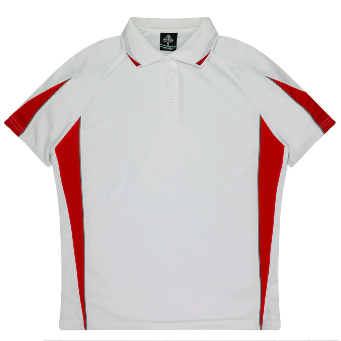 3304 - Aussie Pacific - Eureka Kids Polo White/Red