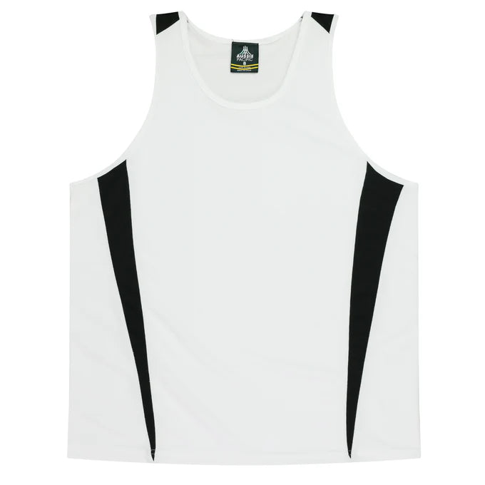 3104 - Aussie Pacific - Eureka Kids Singlet White/Black