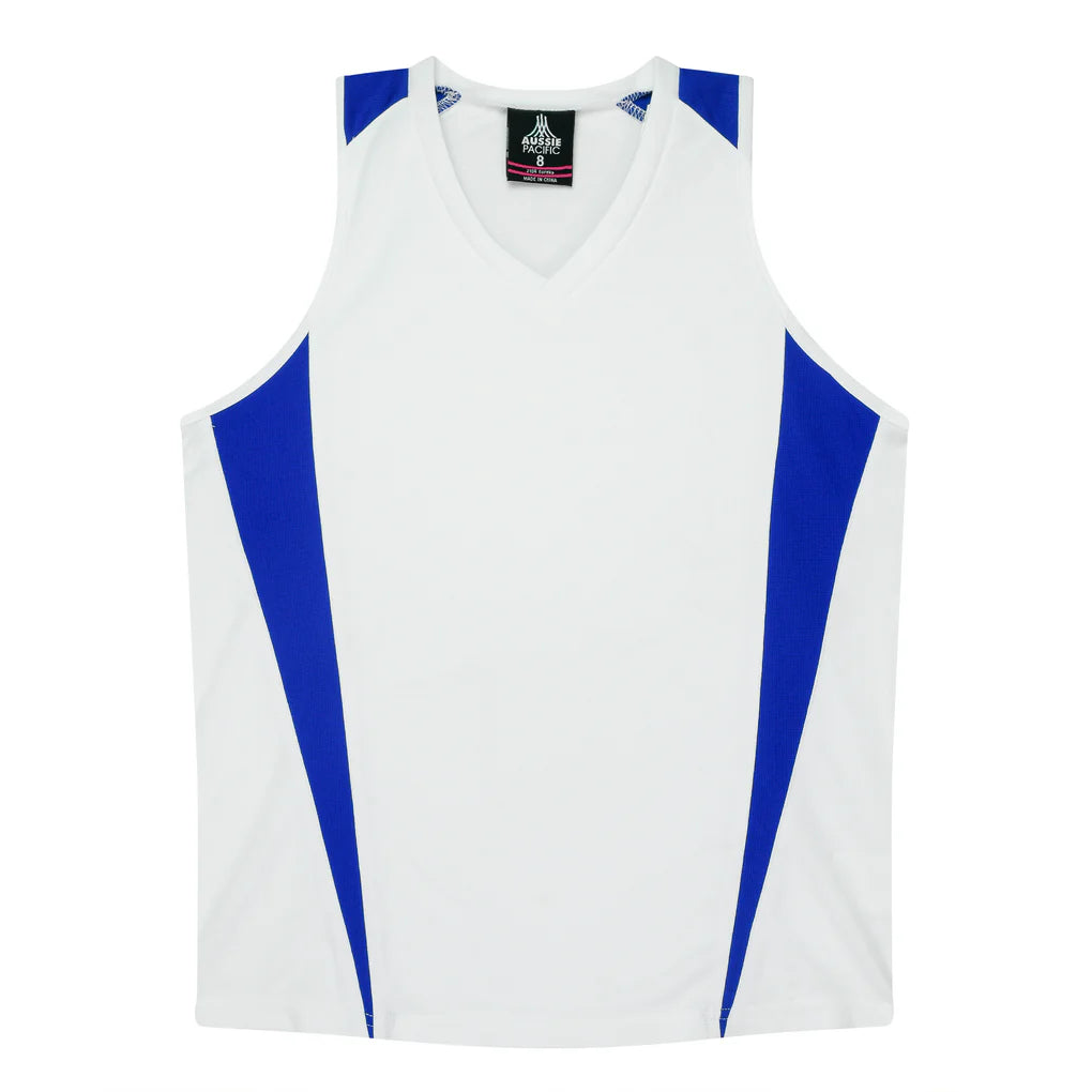2104 - Aussie Pacific - Eureka Ladies Singlet White/Royal