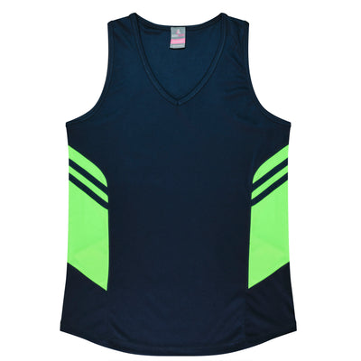 2111 - Aussie Pacific - Tasman Ladies Singlet - Black & Navy Body Colours