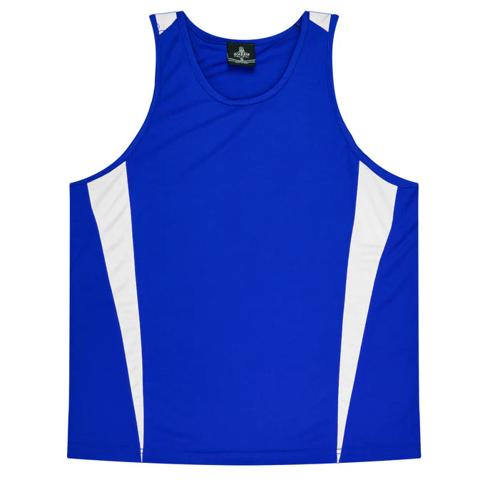 3104 - Aussie Pacific - Eureka Kids Singlet Royal/White