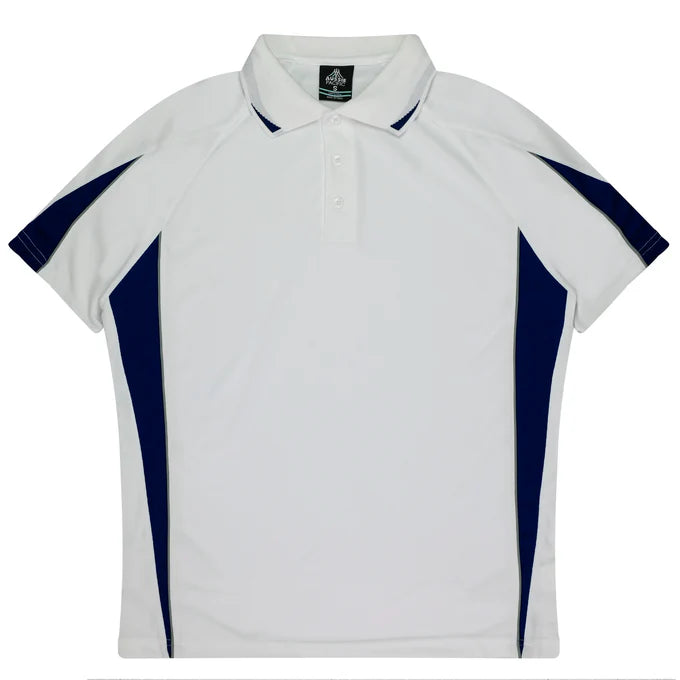 3304 - Aussie Pacific - Eureka Kids Polo White/Navy