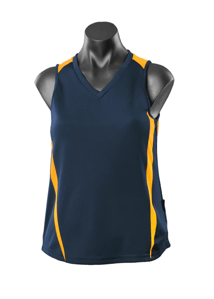 2104 - Aussie Pacific - Eureka Ladies Singlet Navy/Gold