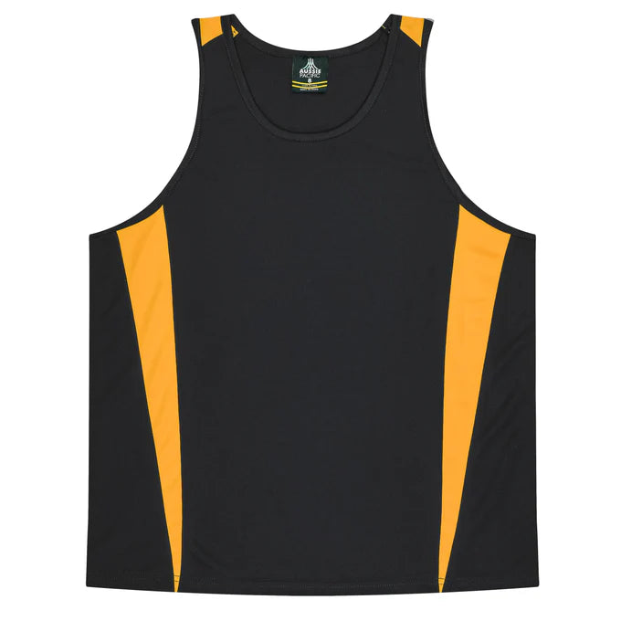 3104 - Aussie Pacific - Eureka Kids Singlet Black/Gold