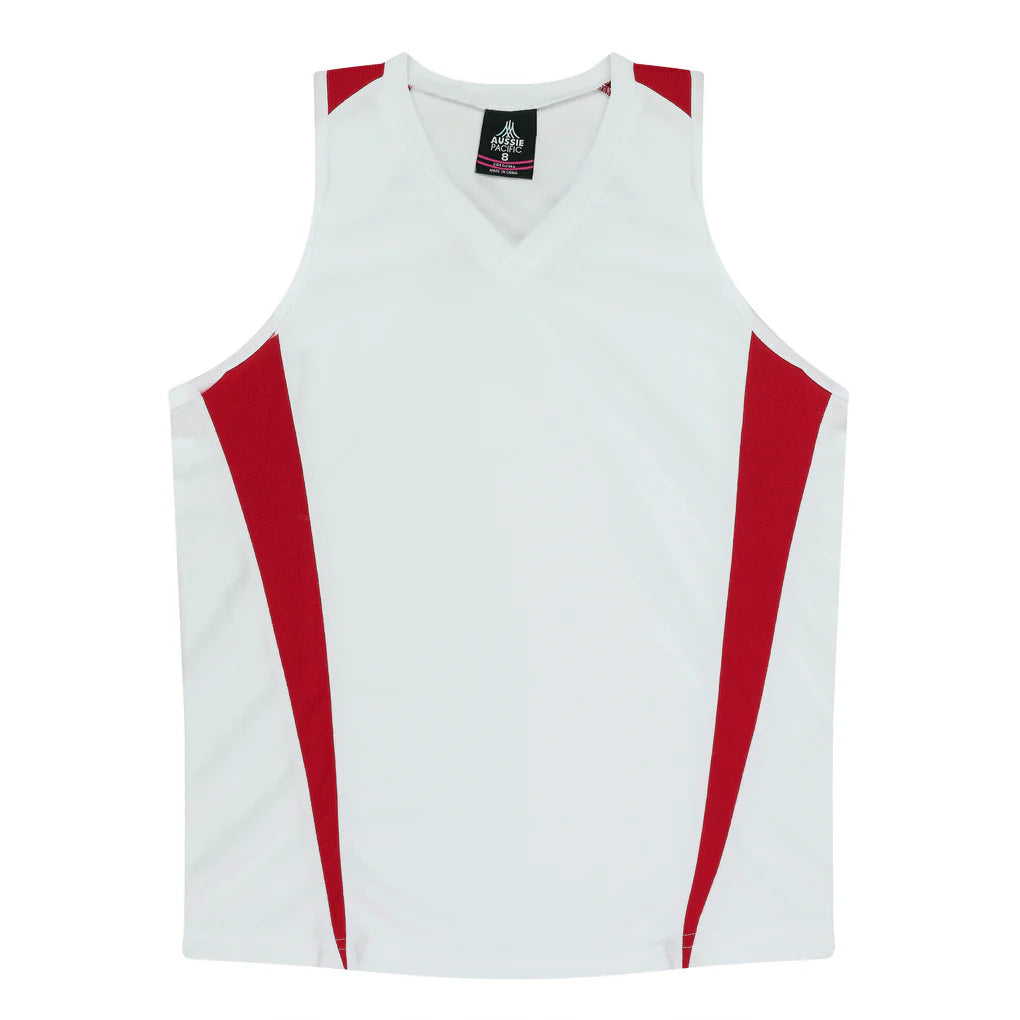 2104 - Aussie Pacific - Eureka Ladies Singlet White/Red