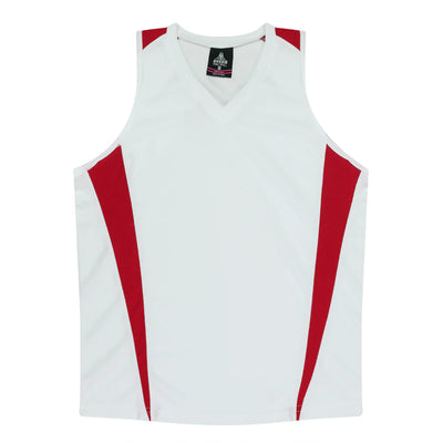 2104 - Aussie Pacific - Eureka Ladies Singlet White/Red