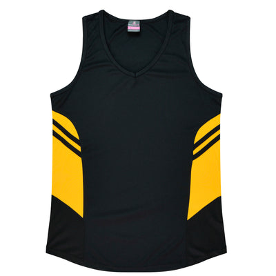 2111 - Aussie Pacific - Tasman Ladies Singlet - Black & Navy Body Colours