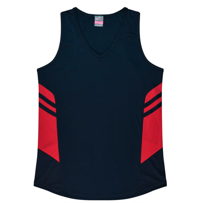 2111 - Aussie Pacific - Tasman Ladies Singlet - Black & Navy Body Colours