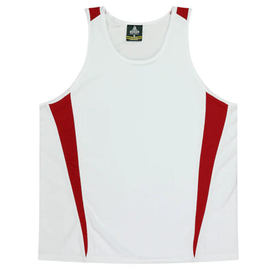 3104 - Aussie Pacific - Eureka Kids Singlet White/Red