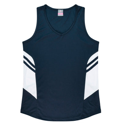 2111 - Aussie Pacific - Tasman Ladies Singlet - Black & Navy Body Colours