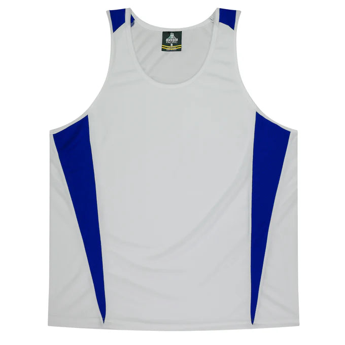 3104 - Aussie Pacific - Eureka Kids Singlet White/Royal