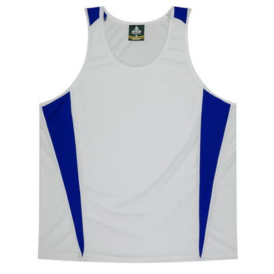3104 - Aussie Pacific - Eureka Kids Singlet White/Royal