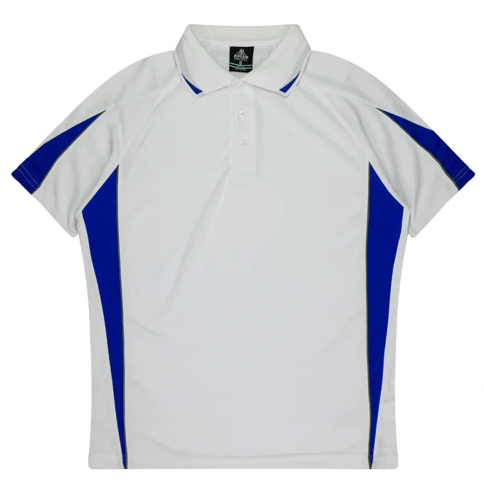 3304 - Aussie Pacific - Eureka Kids Polo White/Royal