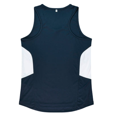 2111 - Aussie Pacific - Tasman Ladies Singlet - Black & Navy Body Colours