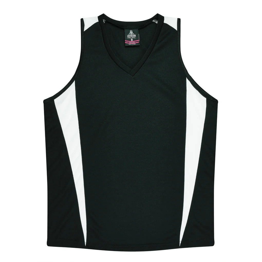 2104 - Aussie Pacific - Eureka Ladies Singlet Black/White