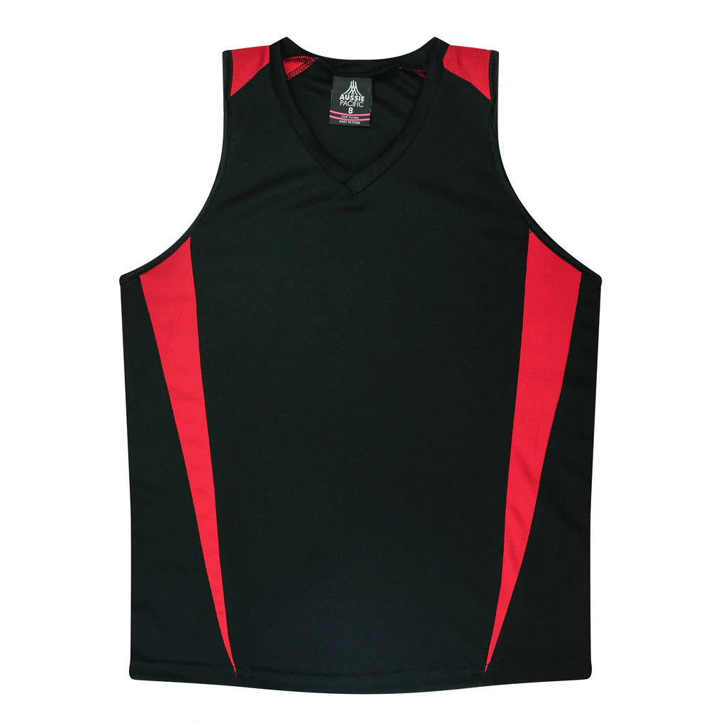 2104 - Aussie Pacific - Eureka Ladies Singlet Black/Red