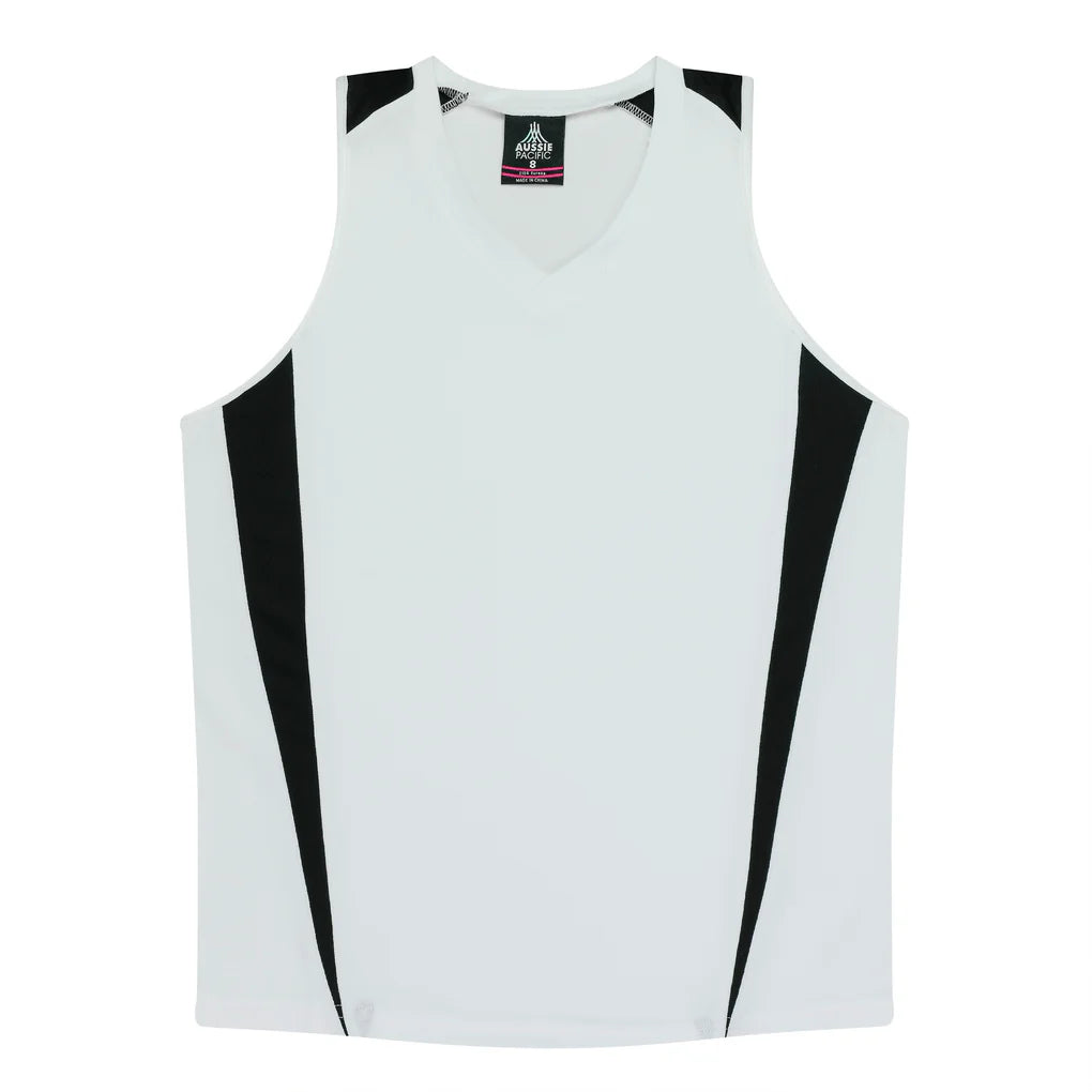 2104 - Aussie Pacific - Eureka Ladies Singlet White/Black