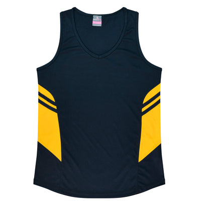 2111 - Aussie Pacific - Tasman Ladies Singlet - Black & Navy Body Colours