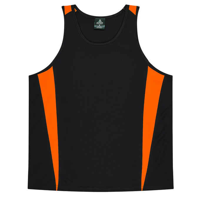 3104 - Aussie Pacific - Eureka Kids Singlet Black/Orange