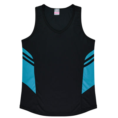 2111 - Aussie Pacific - Tasman Ladies Singlet - Black & Navy Body Colours
