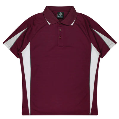 3304 - Aussie Pacific - Eureka Kids Polo Maroon/White