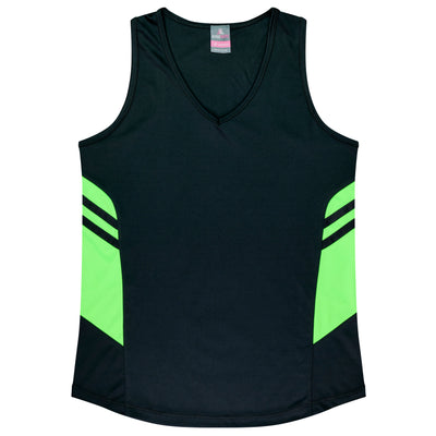 2111 - Aussie Pacific - Tasman Ladies Singlet - Black & Navy Body Colours