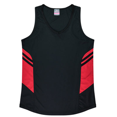 2111 - Aussie Pacific - Tasman Ladies Singlet - Black & Navy Body Colours