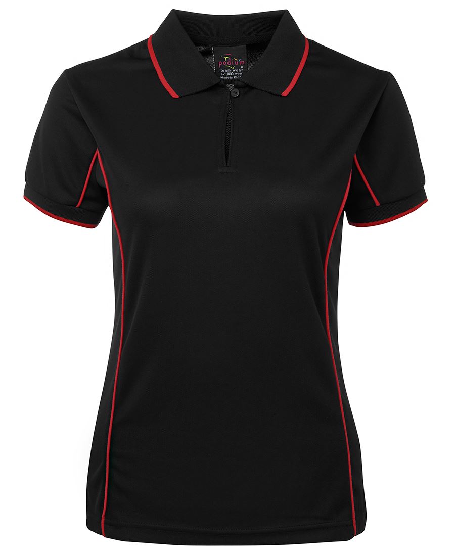 7LPI - JB's Wear - Ladies Team Piping Polo Black/Red