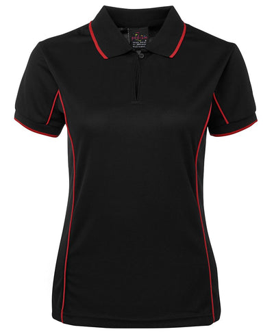 7LPI - JB's Wear - Ladies Team Piping Polo Black/Red