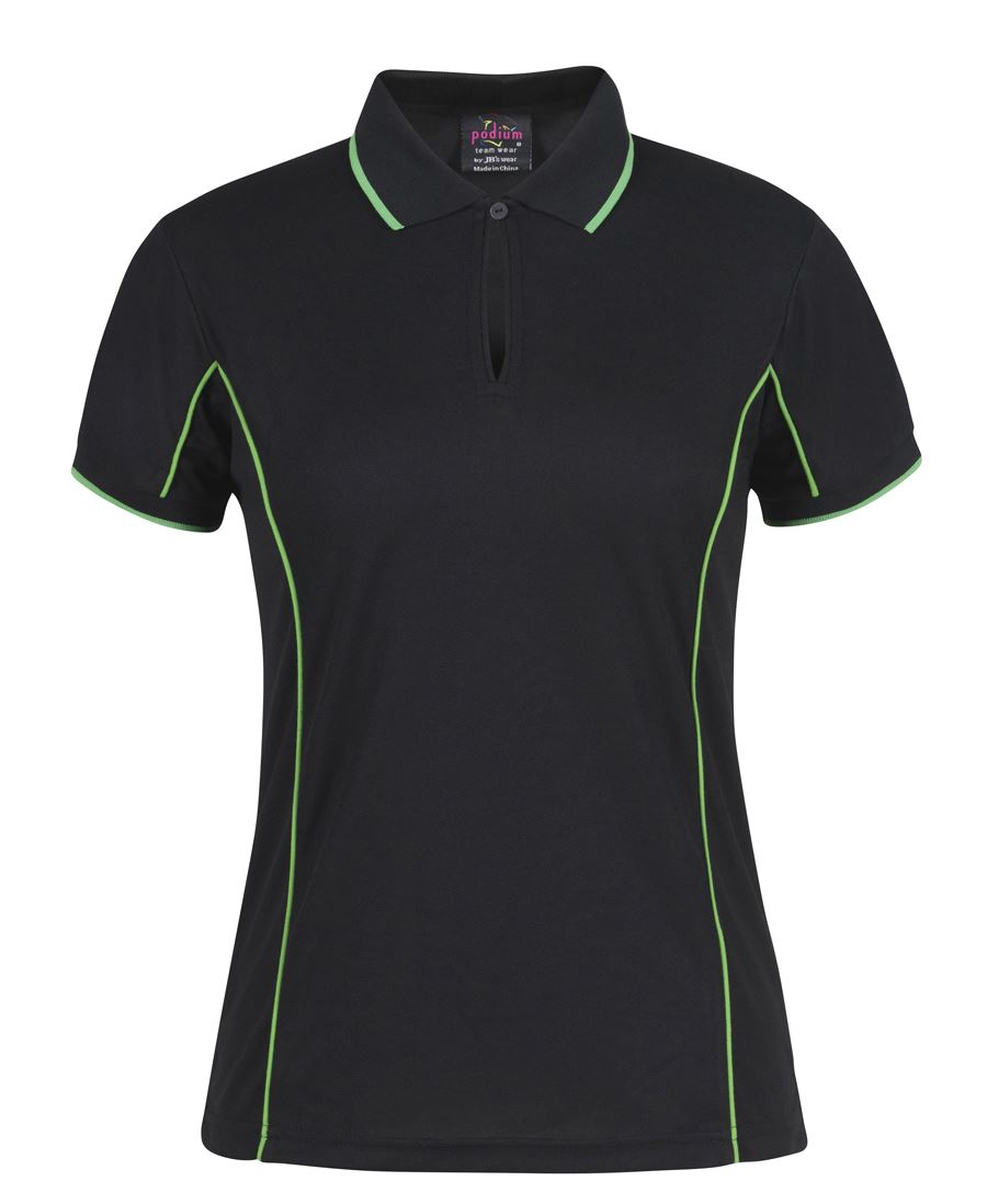 7LPI - JB's Wear - Ladies Team Piping Polo Black/Pea Green 