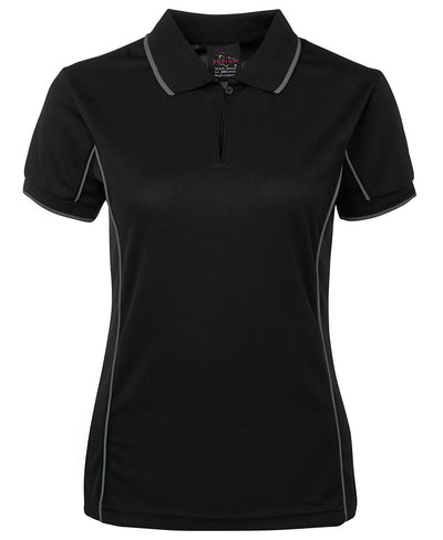 7LPI - JB's Wear - Ladies Team Piping Polo Black/Grey
