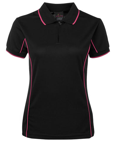 7LPI - JB's Wear - Ladies Team Piping Polo Black/Pink