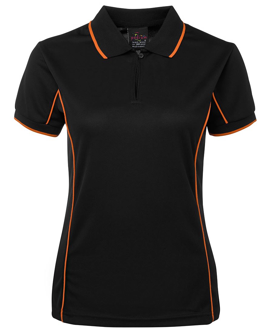 7LPI - JB's Wear - Ladies Team Piping Polo Black/Orange