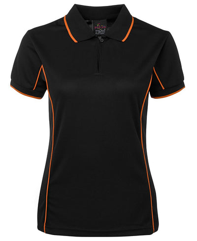 7LPI - JB's Wear - Ladies Team Piping Polo Black/Orange