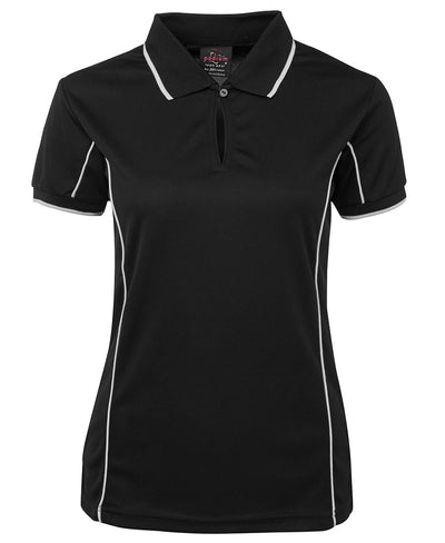 7LPI - JB's Wear - Ladies Team Piping Polo Black/White