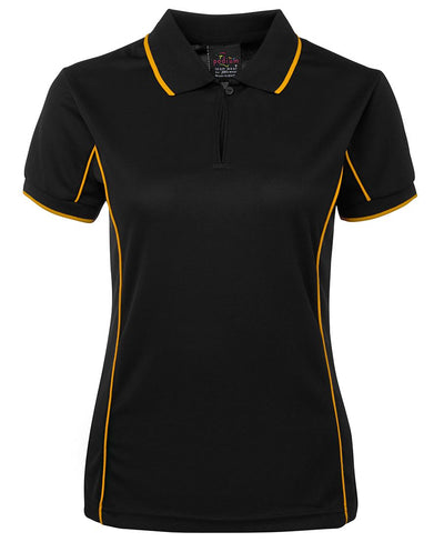 7LPI - JB's Wear - Ladies Team Piping Polo Black/Gold