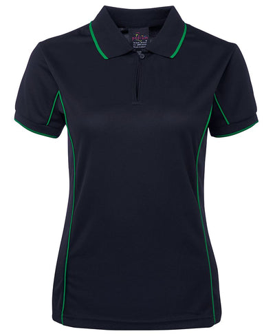 7LPI - JB's Wear - Ladies Team Piping Polo Navy/Pea Green