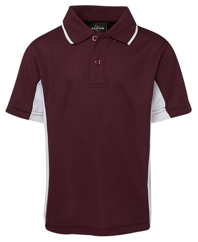 7PP3 - JB's Wear - Podium Kids Contrast Polo Maroon/White