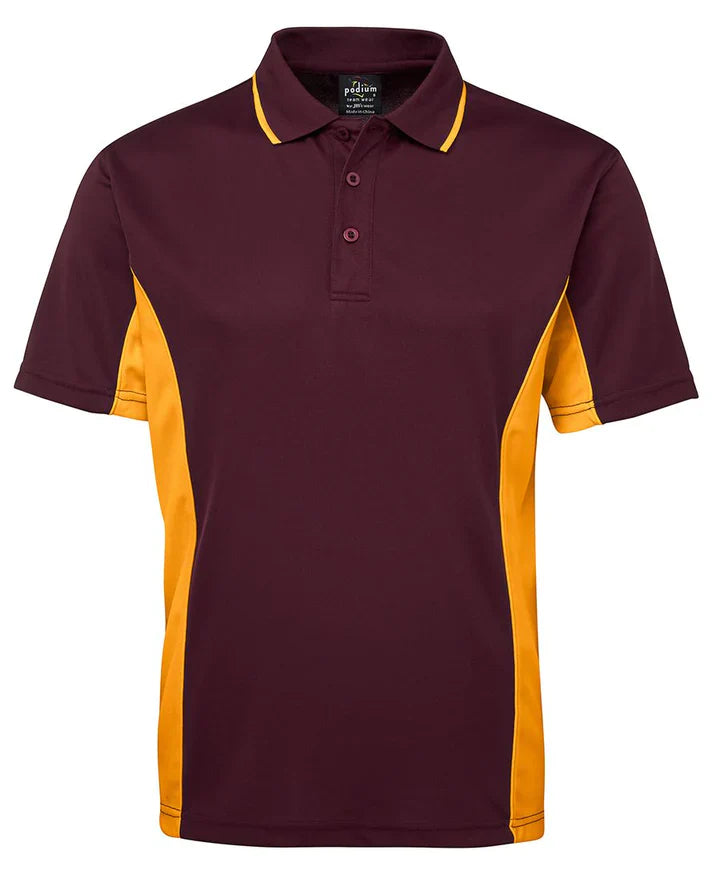 7PP - JB's Wear - Men's Podium Contrast Cool Polo Maroon/Gold