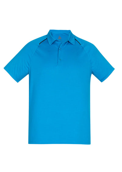 P012MS - Biz Collection - Mens Academy Short Sleeve Polo | Cyan/Navy