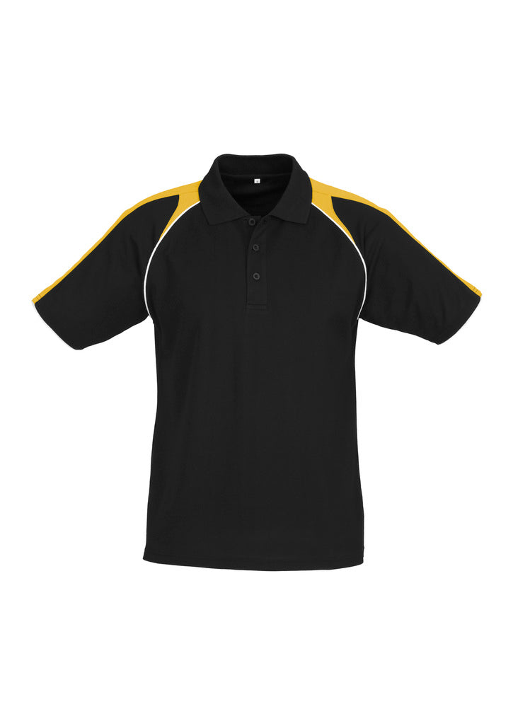 P225MS - Biz Collection - Mens Triton Short Sleeve Polo Black/Gold/White
