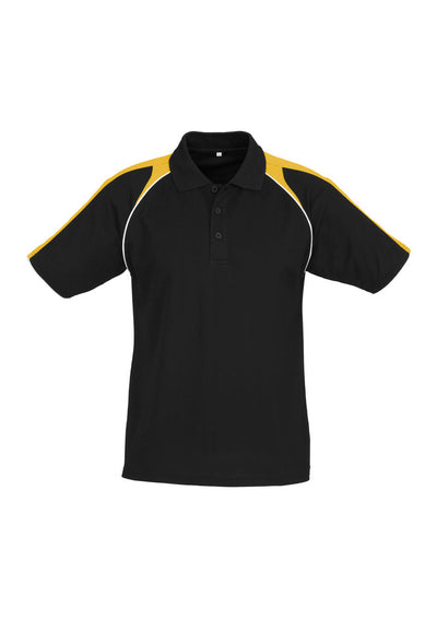 P225MS - Biz Collection - Mens Triton Short Sleeve Polo Black/Gold/White