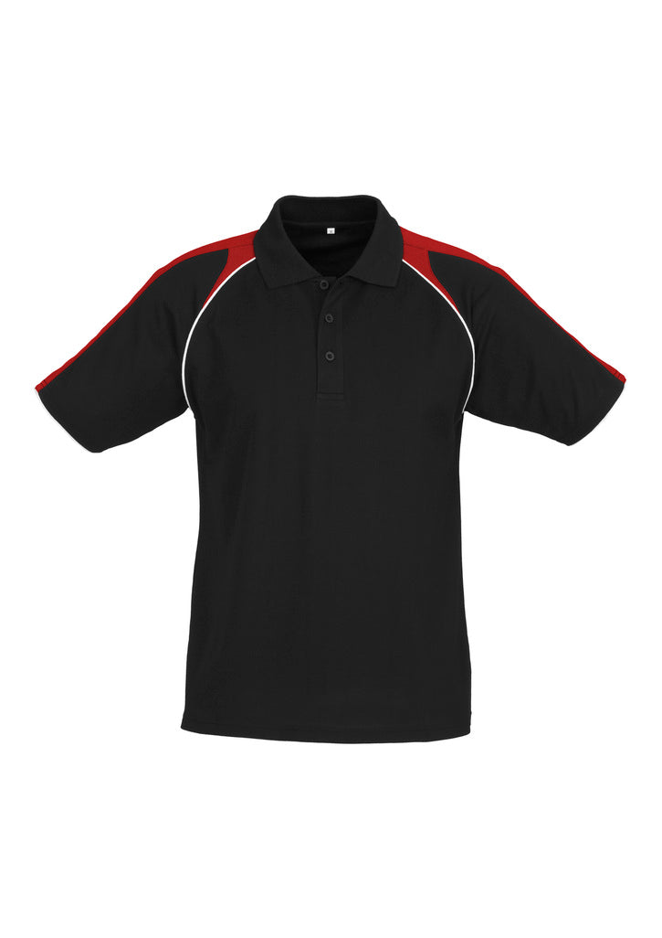 P225MS - Biz Collection - Mens Triton Short Sleeve Polo Black/Red/White