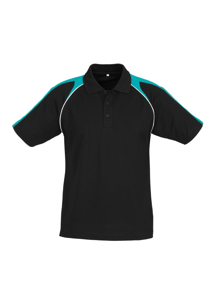 P225MS - Biz Collection - Mens Triton Short Sleeve Polo Black/Teal/White