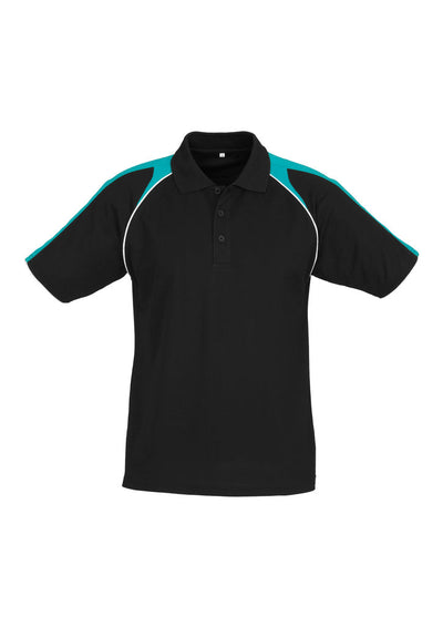 P225MS - Biz Collection - Mens Triton Short Sleeve Polo Black/Teal/White