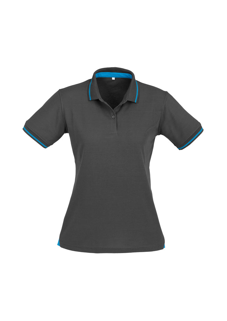 P226LS - Biz Collection - Womens Jet Short Sleeve Polo Steel Grey/Cyan Blue