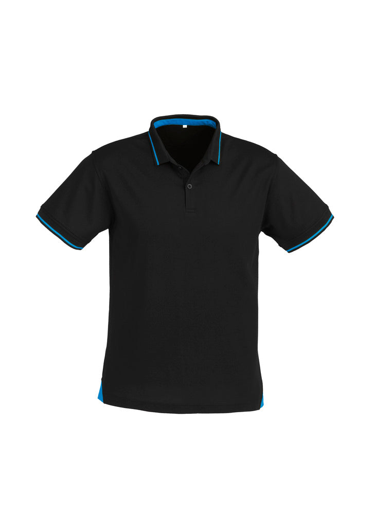 P226MS - Biz Collection - Mens Jet Short Sleeve Polo Black/Cyan