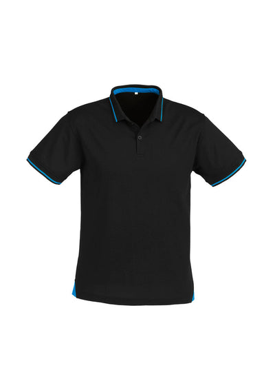 P226MS - Biz Collection - Mens Jet Short Sleeve Polo Black/Cyan