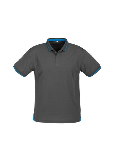 P226MS - Biz Collection - Mens Jet Short Sleeve Polo Steel Grey/Cyan Blue
